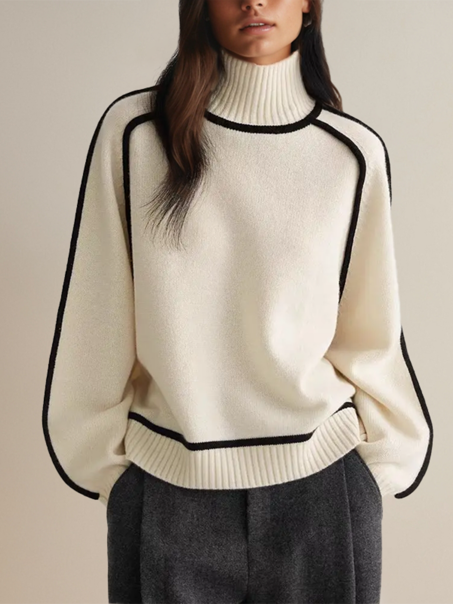 Turtleneck Sweater for Women | Relaxed Fit | White