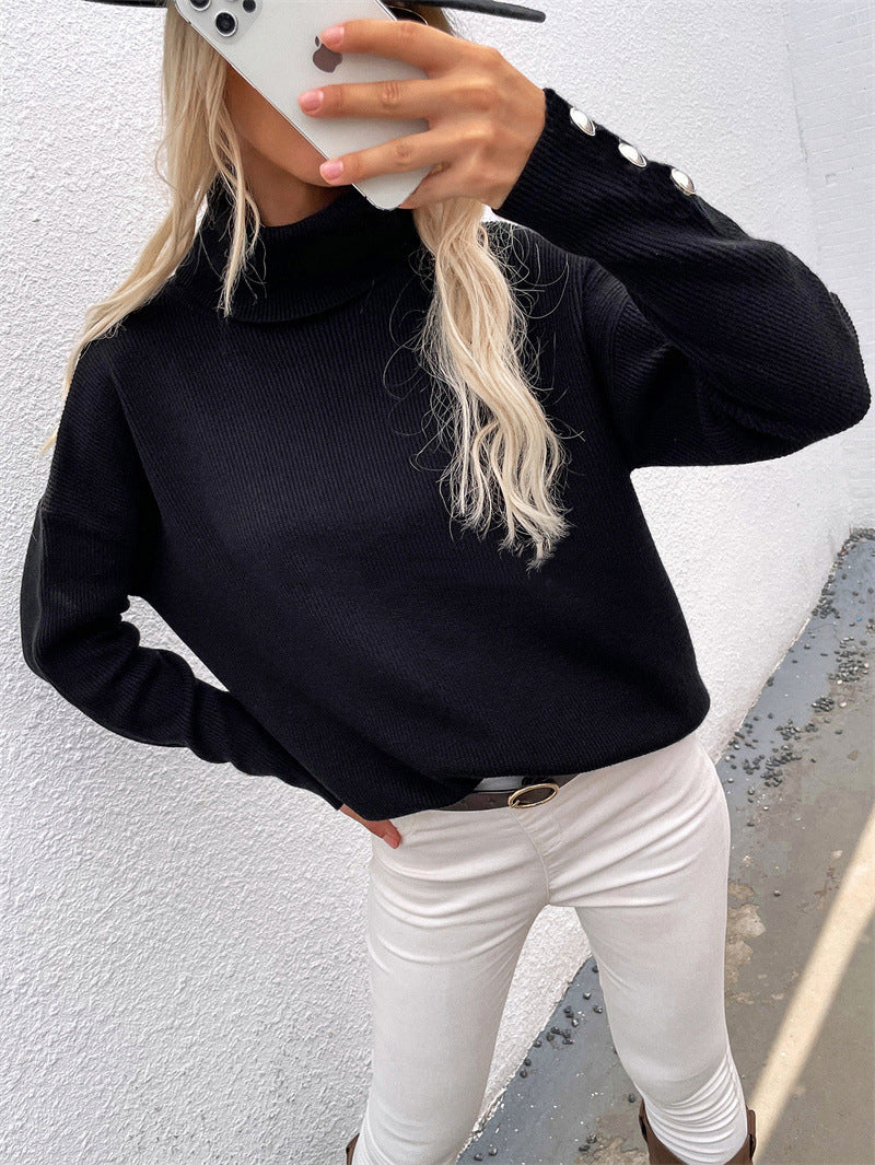 Turtleneck Sweater for Women | Casual Fit with Button Cuffs | Winter 5