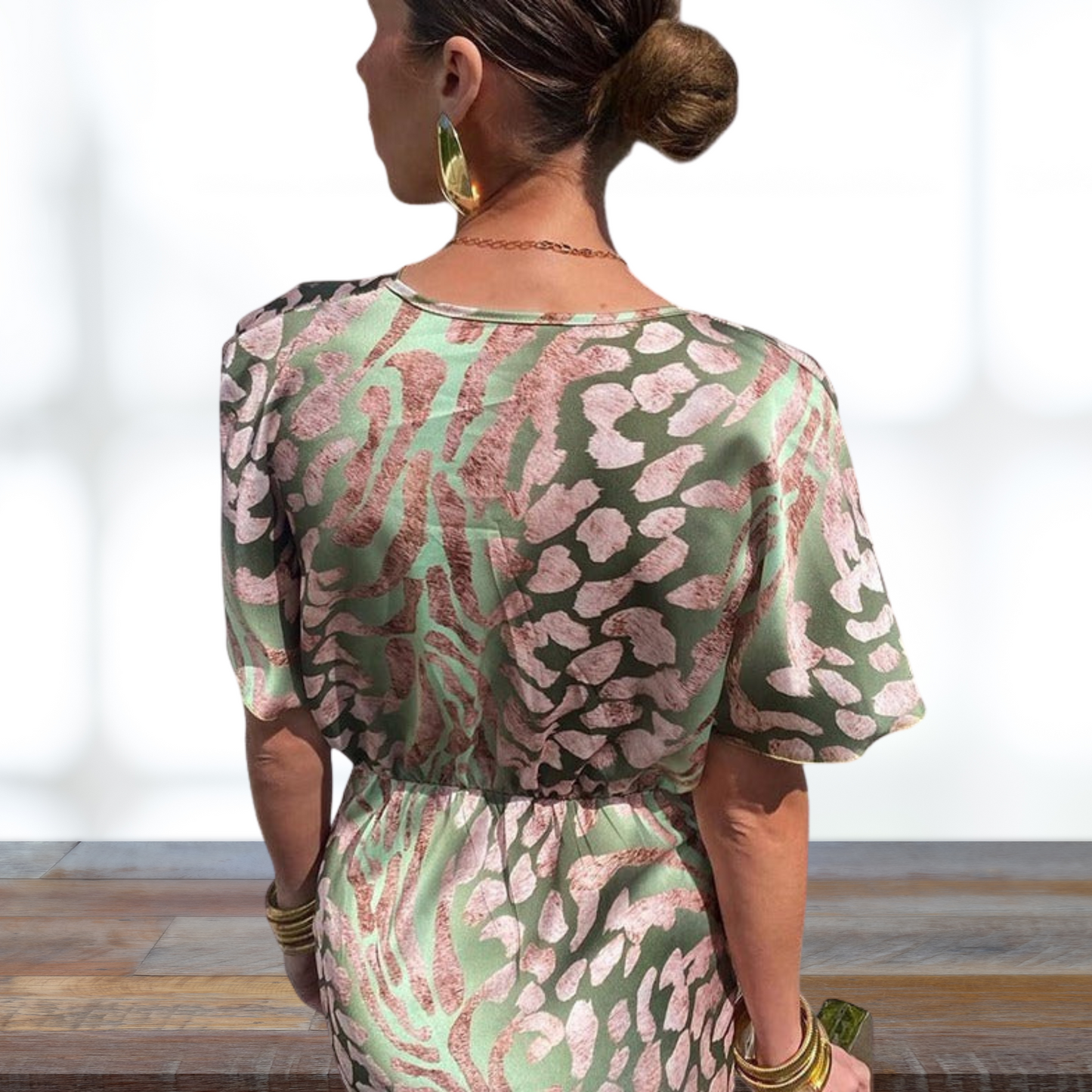 Twisted V-Neck Maxi Dress with Soft Floral Print – Summer Ready | Pink 3