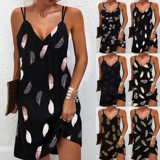 Women's Double Shoulder Slip Dress - Elegant & Comfortable Summer Midi Dress