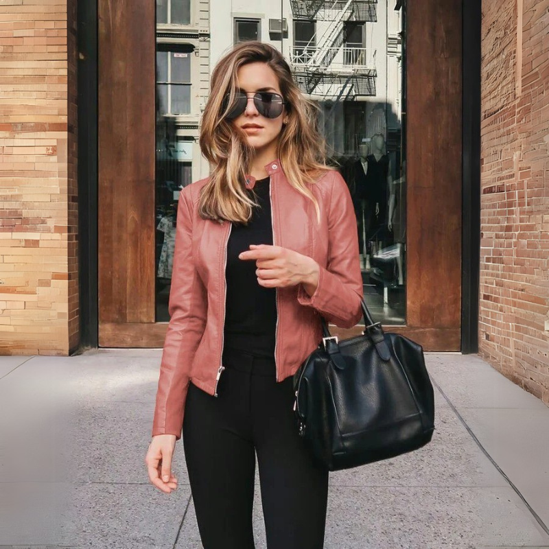 Women's Waterproof Leather Jacket - Breathable, Short & Lightweight