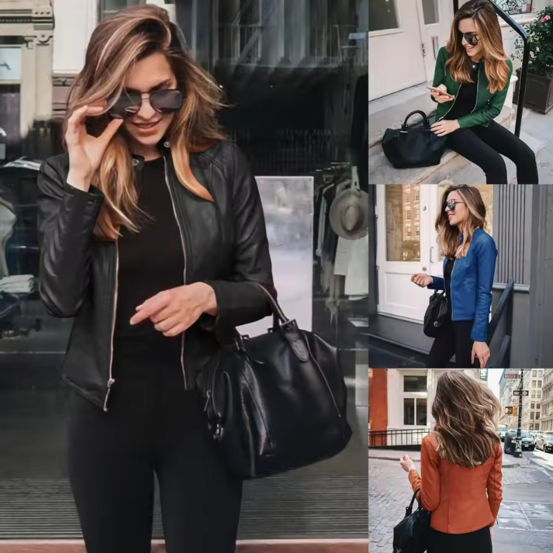 Women's Waterproof Leather Jacket - Breathable, Short & Lightweight