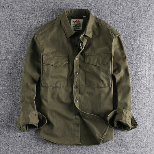 Utility Long Sleeve Shirt for Men | Regular Fit | Army green