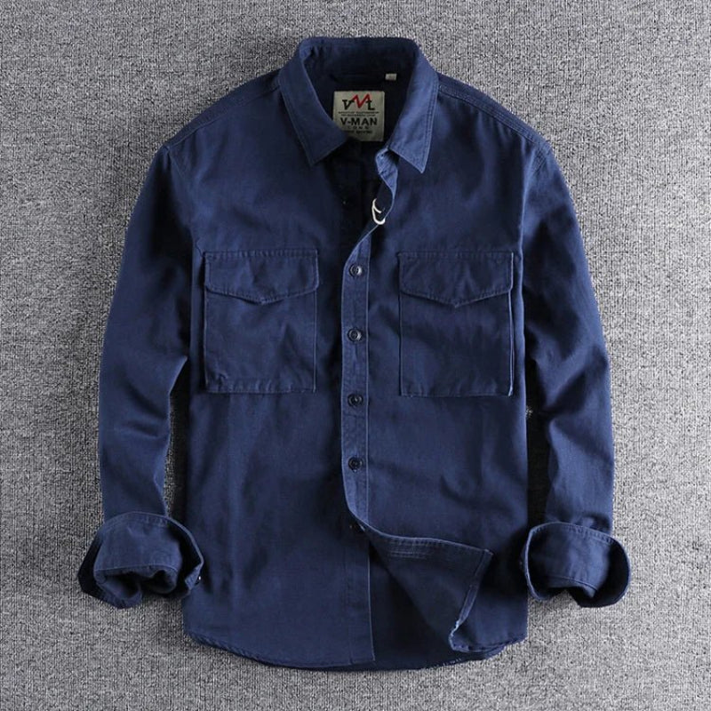 Utility Long Sleeve Shirt for Men | Regular Fit | Navy Blue
