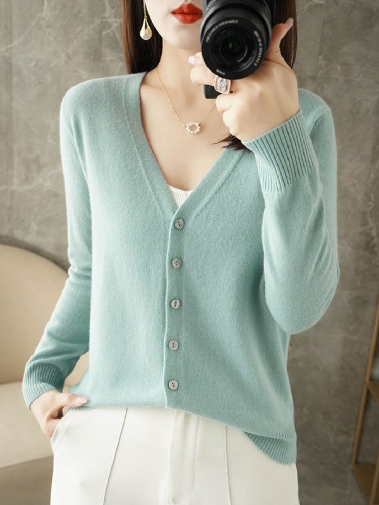 V-Neck Cardigan for Women | Relaxed Fit 1