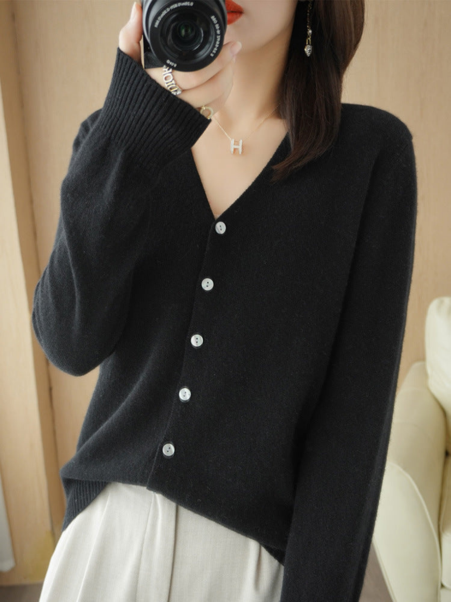 V-Neck Cardigan for Women | Relaxed Fit 2