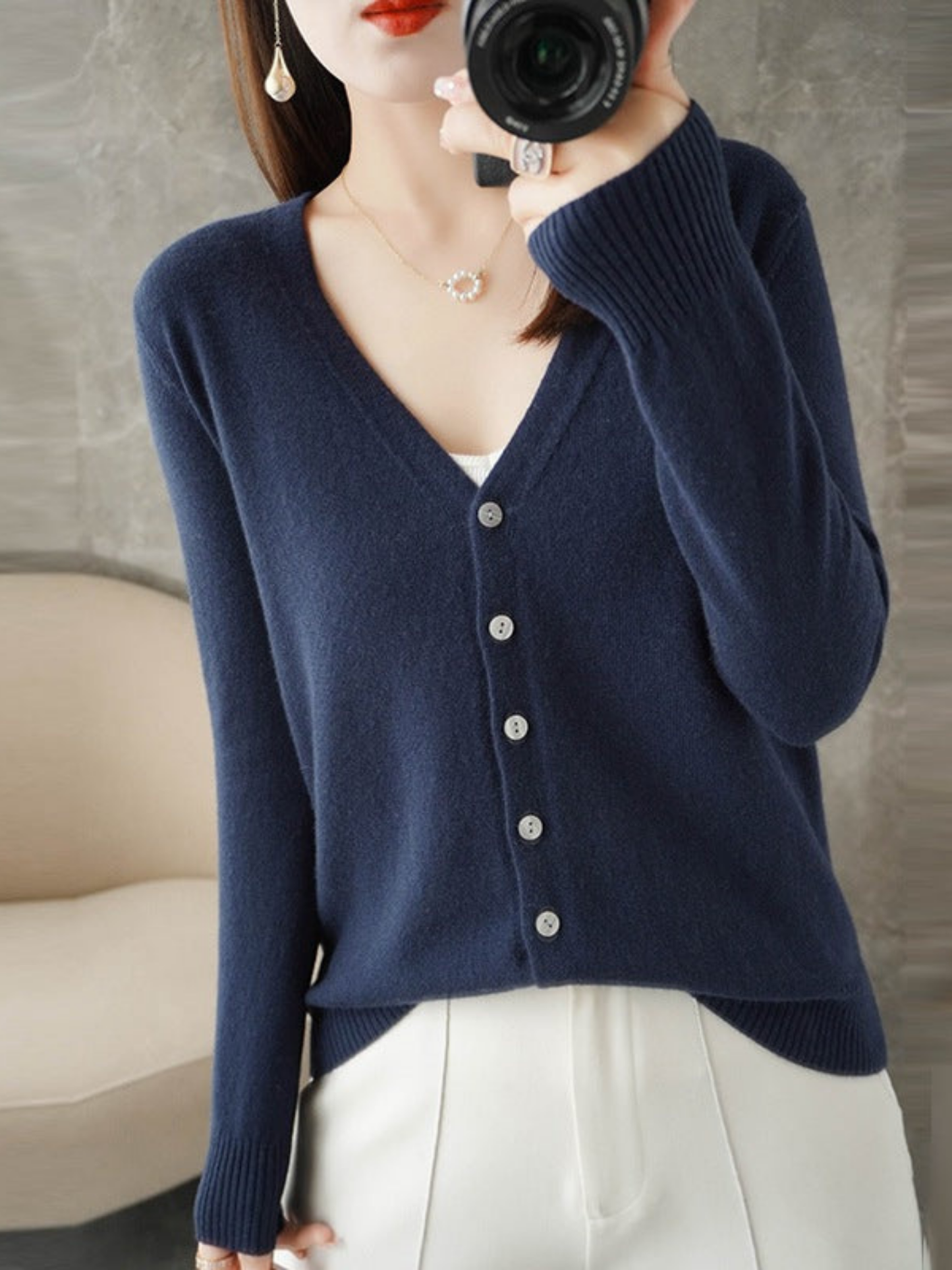 V-Neck Cardigan for Women | Relaxed Fit 3