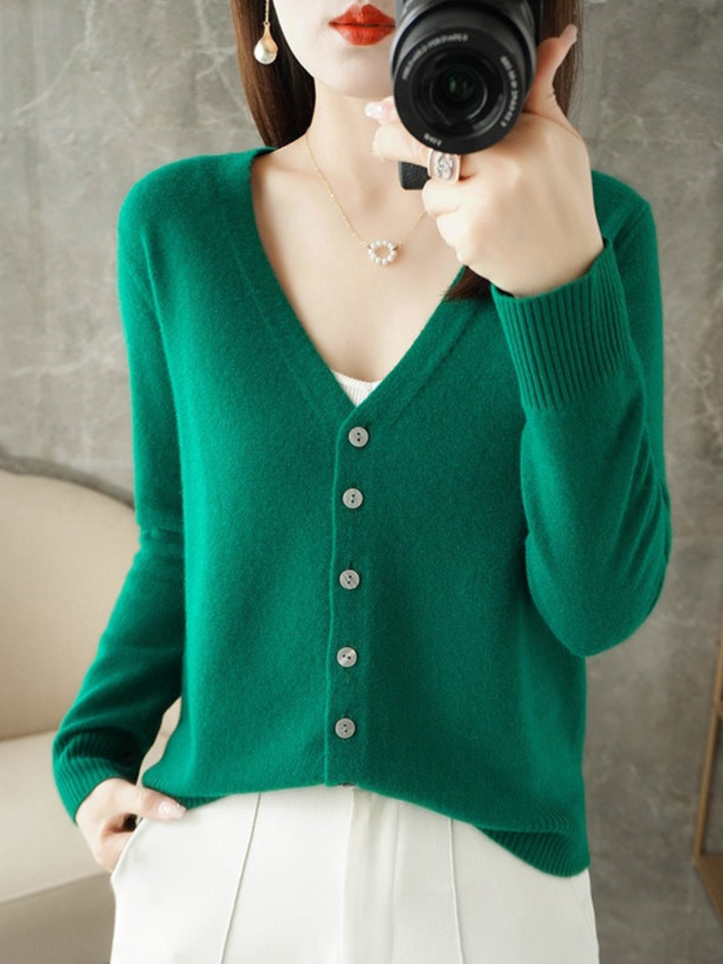 V-Neck Cardigan for Women | Relaxed Fit 5