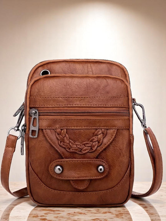 Vellana | Vintage Leather Shoulder Bag with Adjustable Strap and Luxurious Interior | Brown