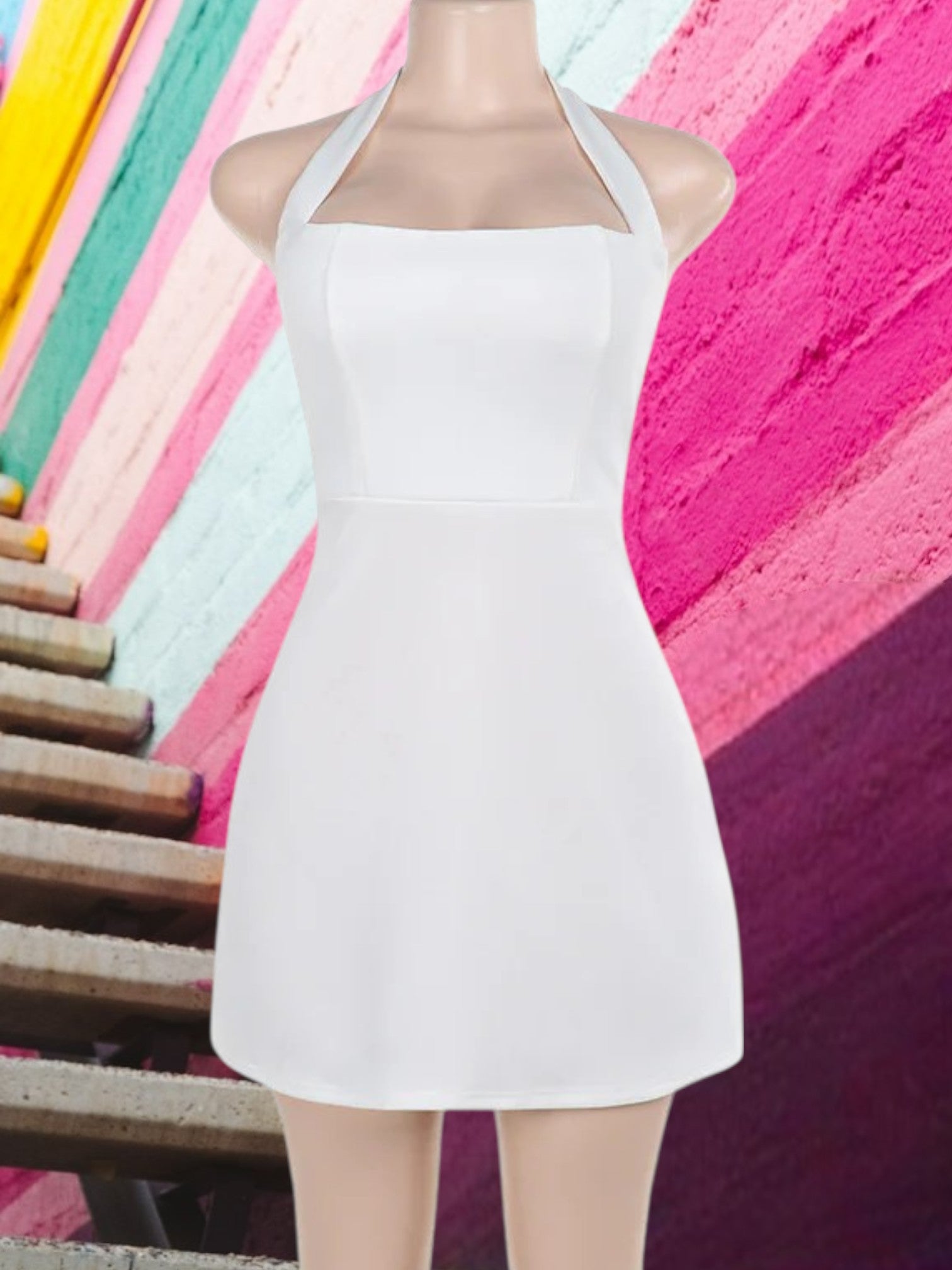 Veloura | Elegant Women's Dress with Sophisticated Strap Design and Body-Hugging Fit | White 3