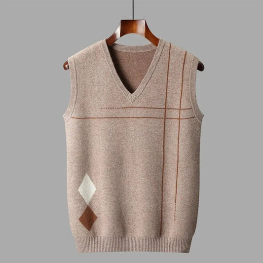 Vest for Men, Wool, Textured Detail | Regular Fit | Brown