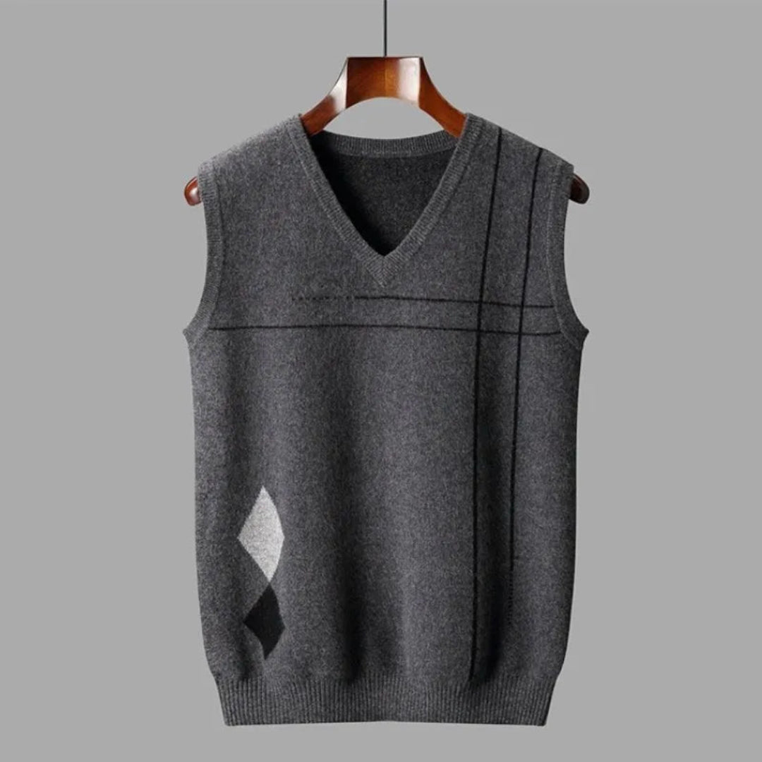 Vest for Men, Wool, Textured Detail | Regular Fit | Dark Gray