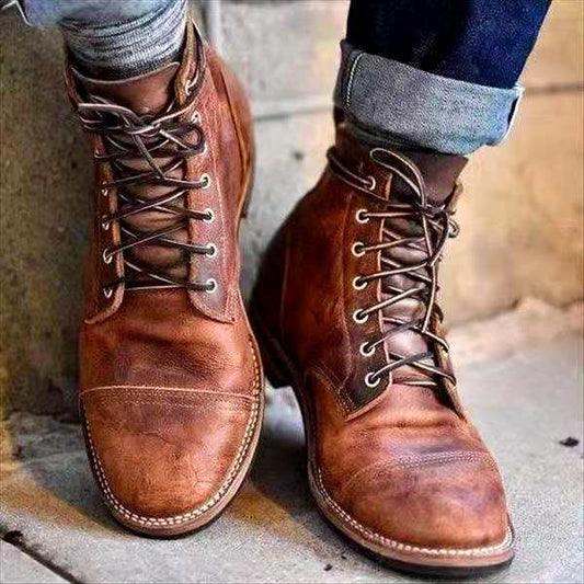 Vintage Leather Boots For Men | Ankle Length | Brown