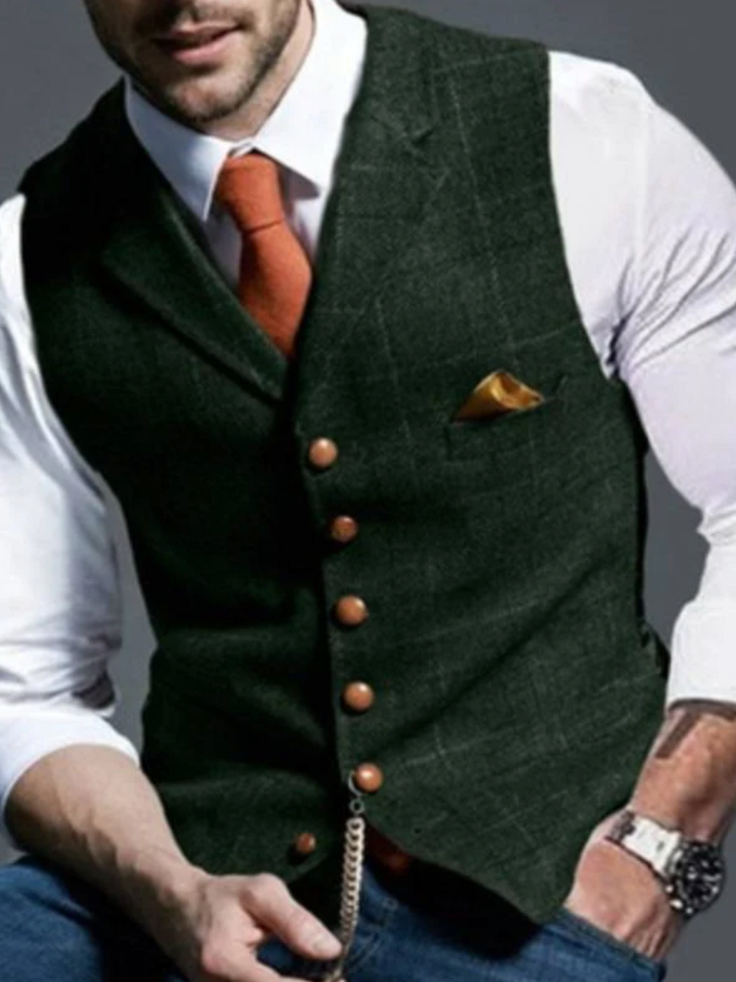 Vintage Waistcoat for Men | Timeless Design | Dark Green