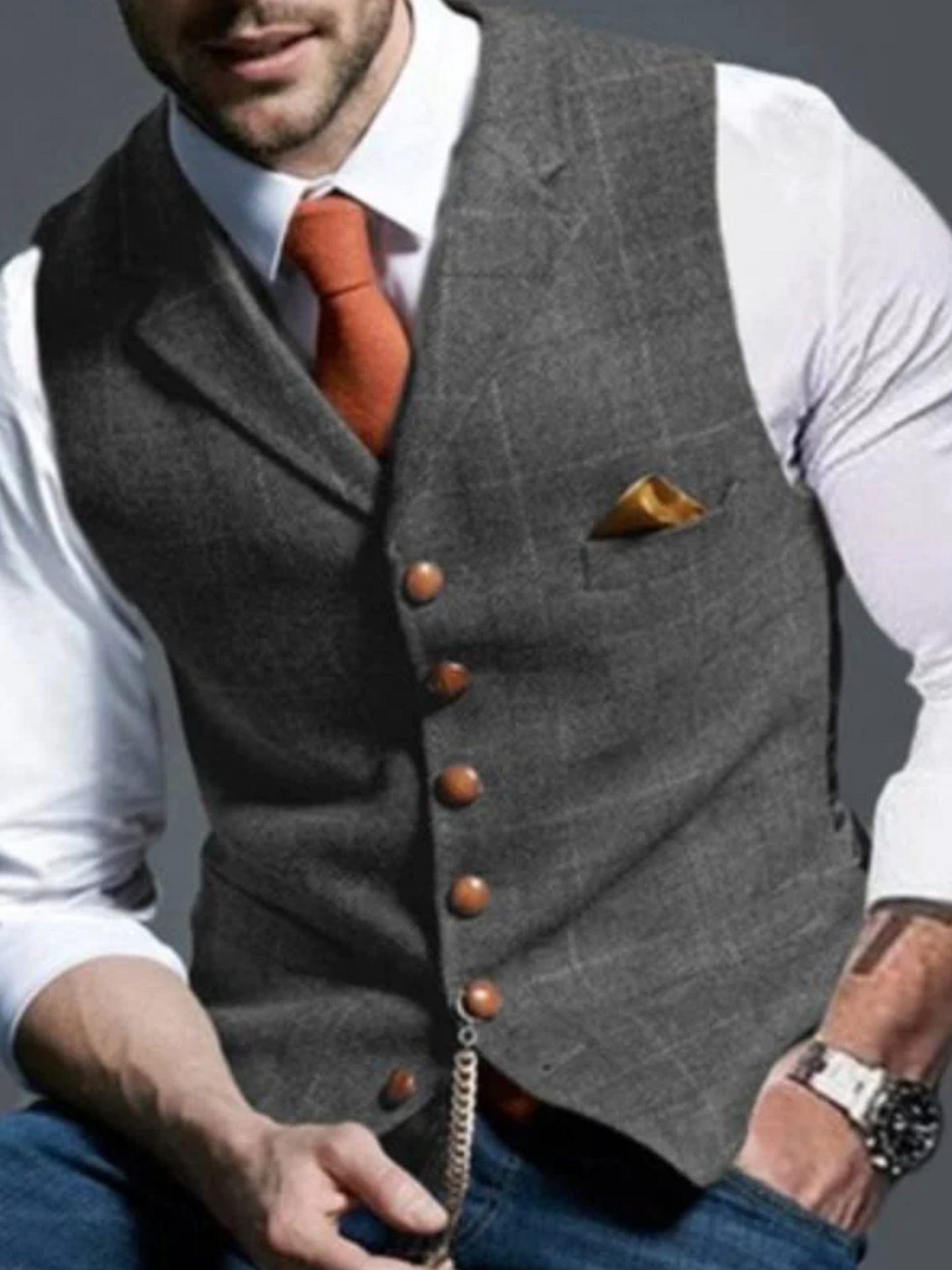 Vintage Waistcoat for Men | Timeless Design | Gray