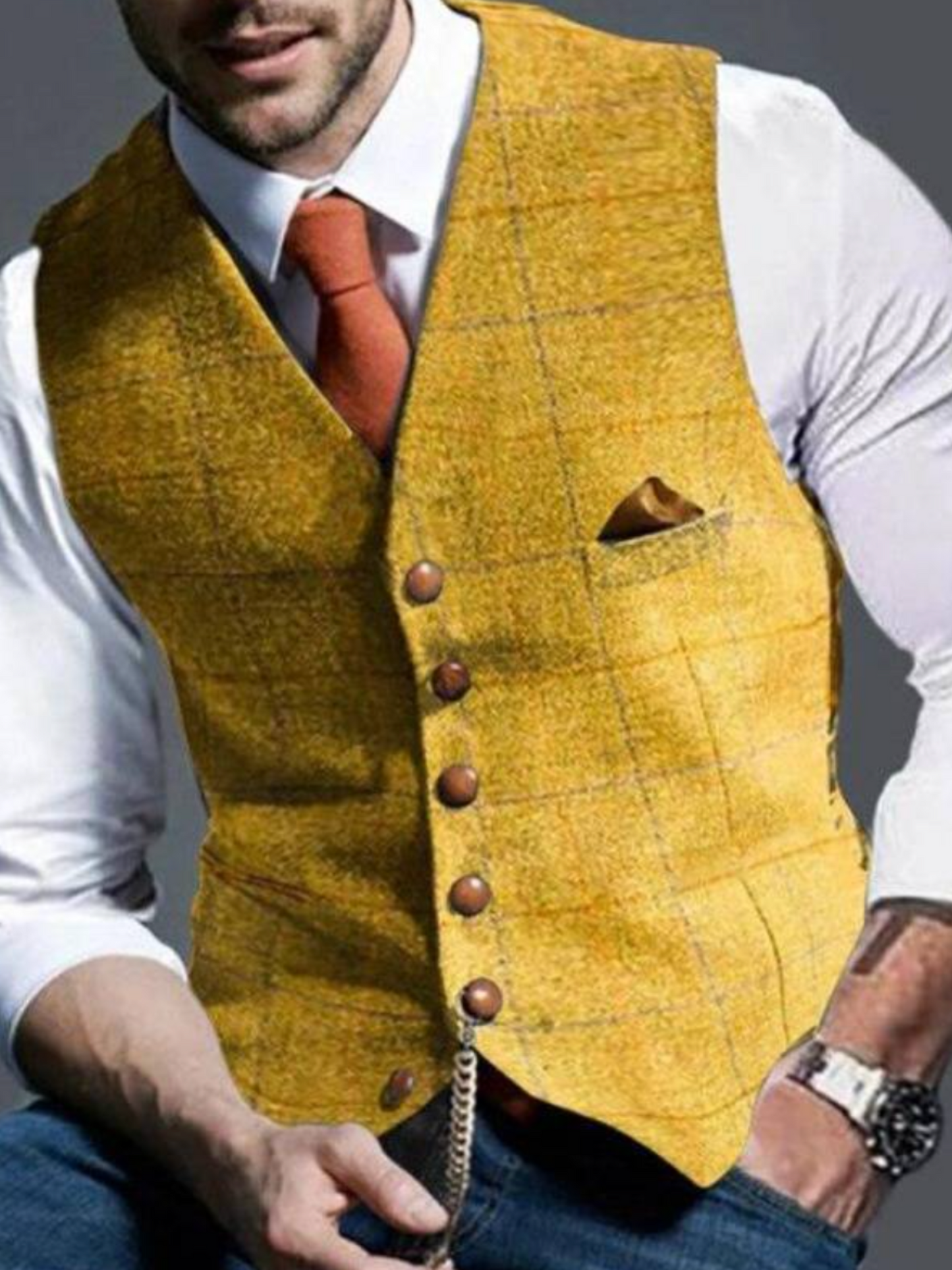 Vintage Waistcoat for Men | Timeless Design | Yellow