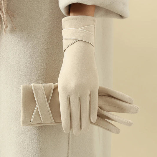 Warm Gloves for Women, Windproof, Velvet | Winter | Beige