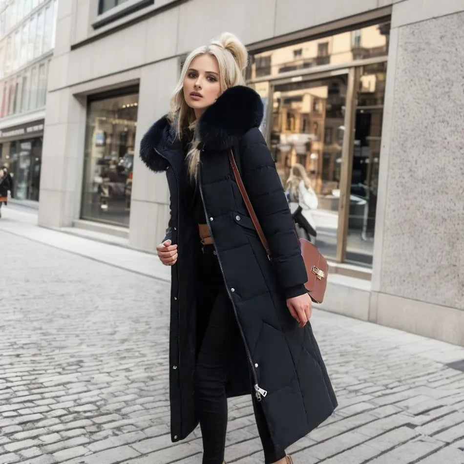 Water-Resistant Winter Coats for Women | Extended Length | Black