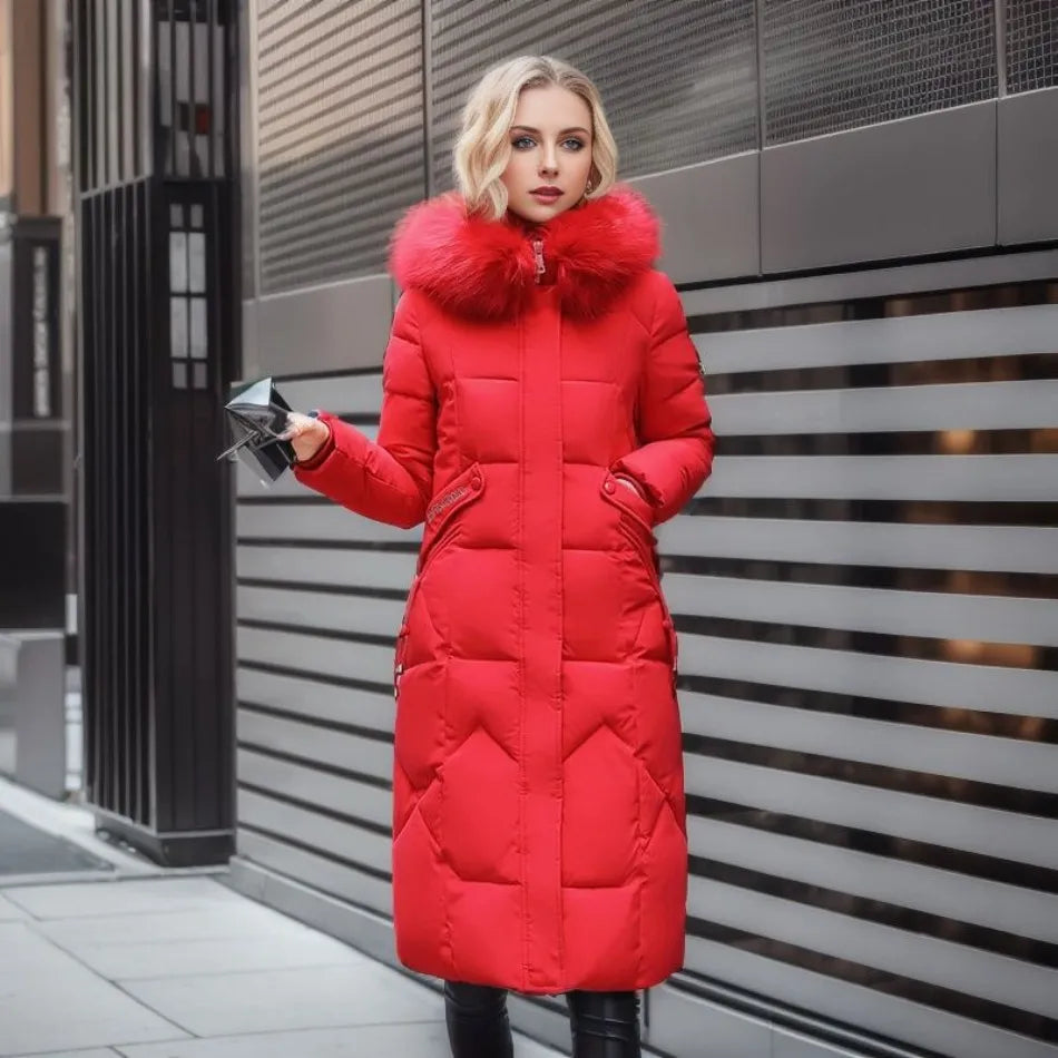 Water-Resistant Winter Coats for Women | Extended Length | Red
