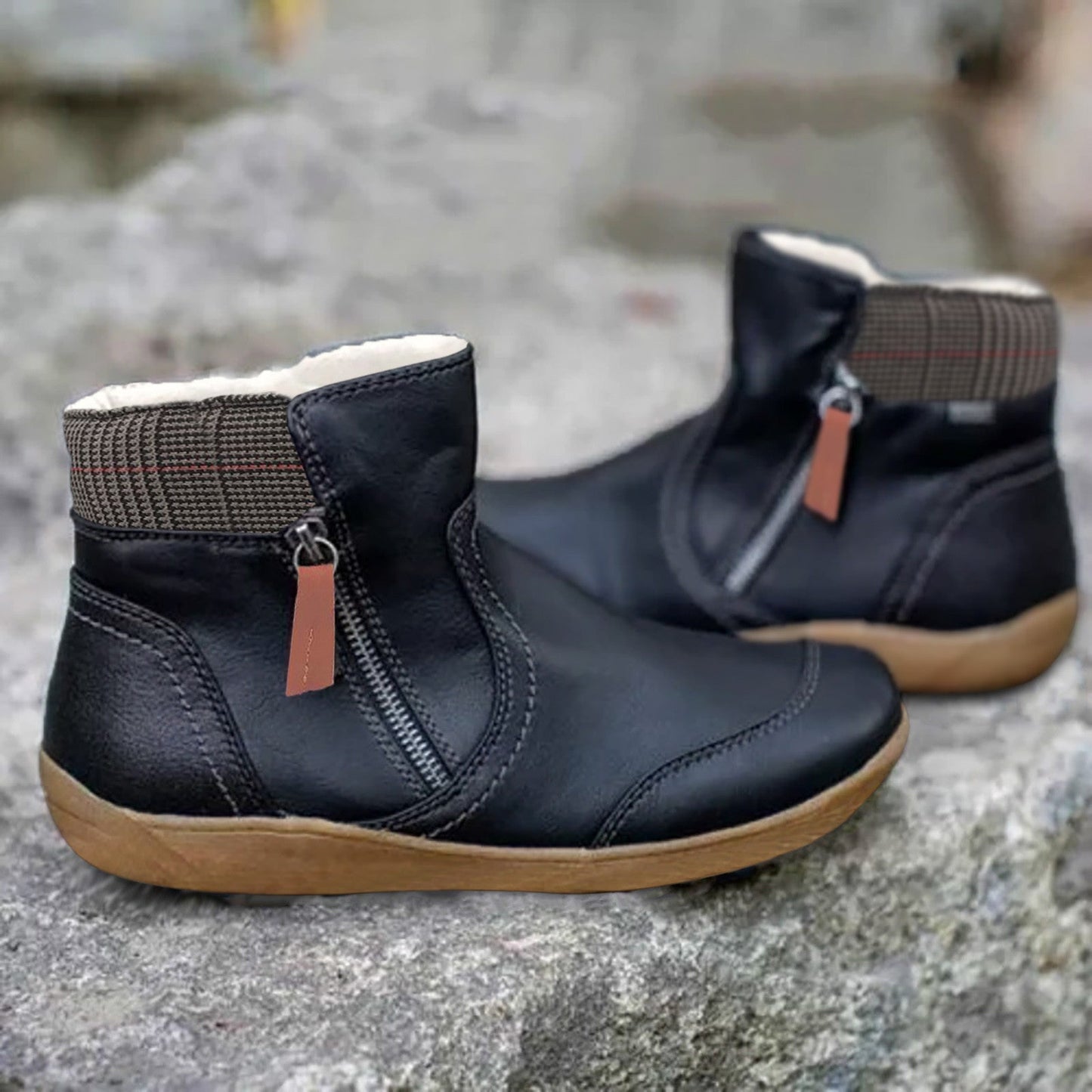 Waterproof Boots for Women | Double Zipper | Black
