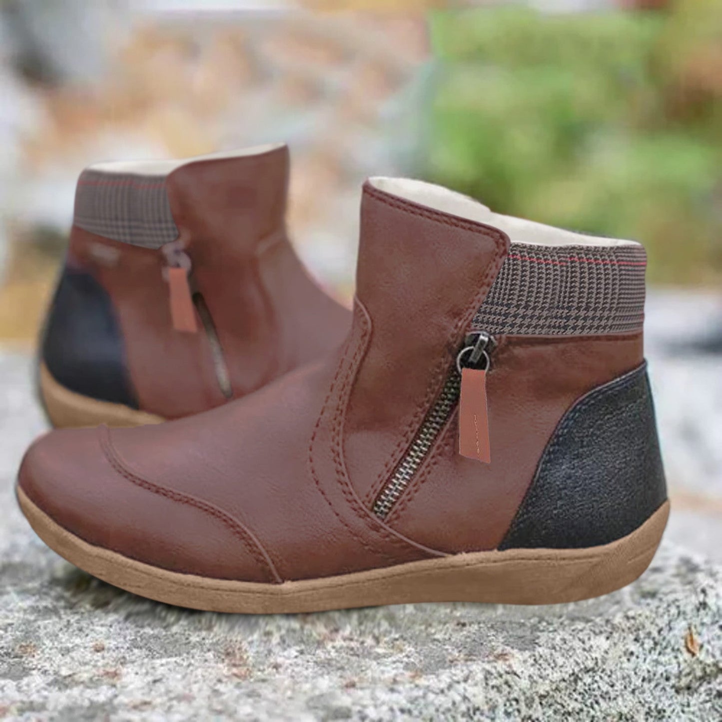 Waterproof Boots for Women | Double Zipper | Brown