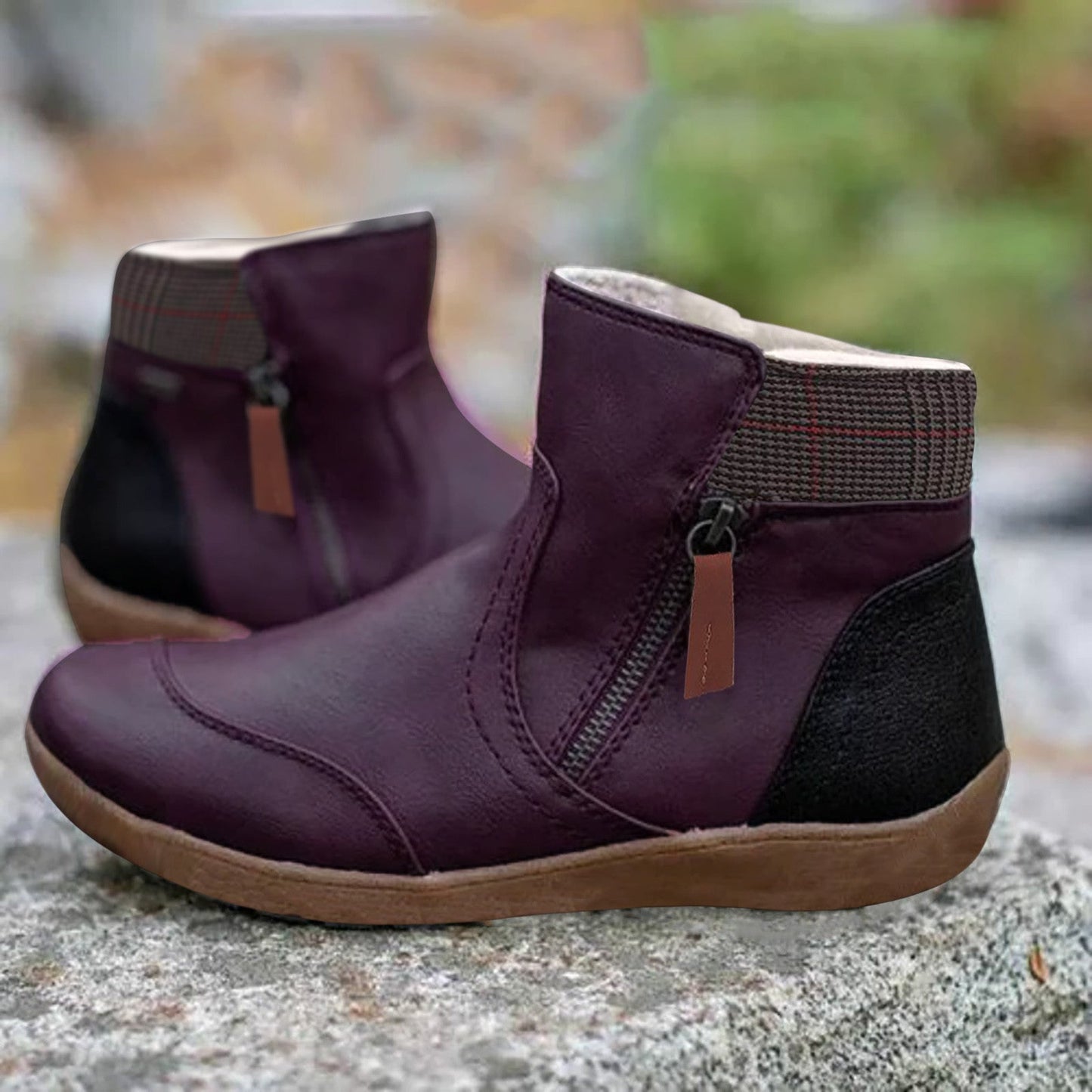 Waterproof Boots for Women | Double Zipper | Purple