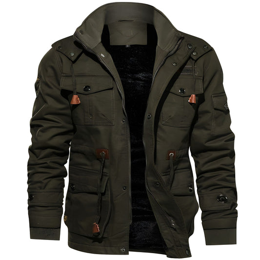 Waterproof Jacket for Men | Hooded, Fleece-Lined | Dark Green