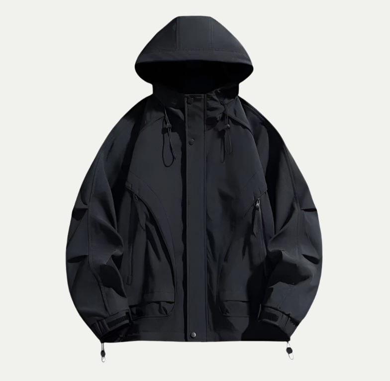 Waterproof Jacket for Men | Lightweight with Adjustable Hood | Black1