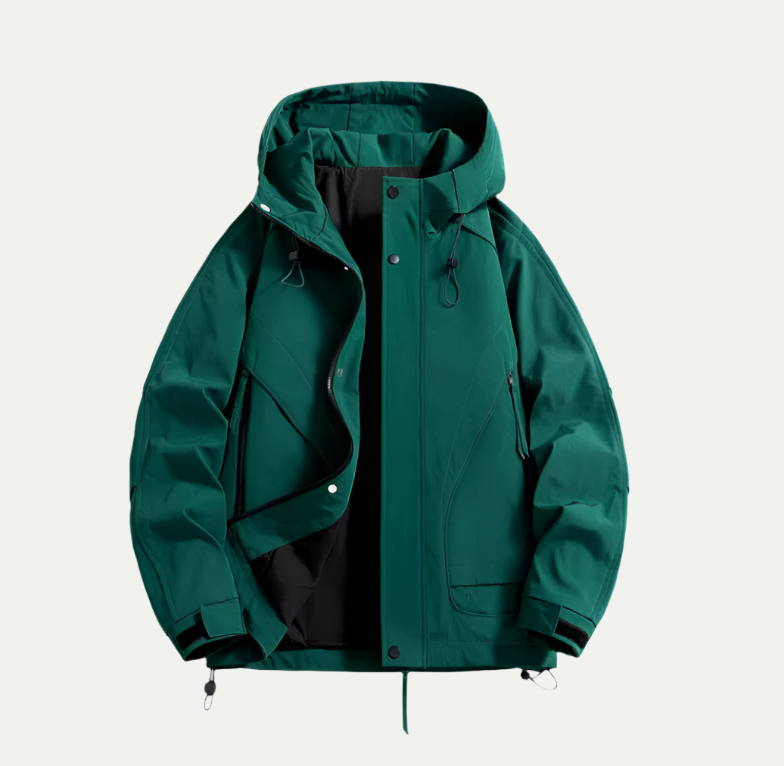 Waterproof Jacket for Men | Lightweight with Adjustable Hood | Green1