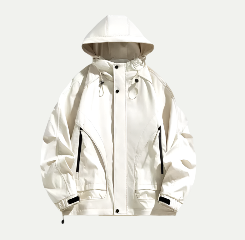 Waterproof Jacket for Men | Lightweight with Adjustable Hood | White1