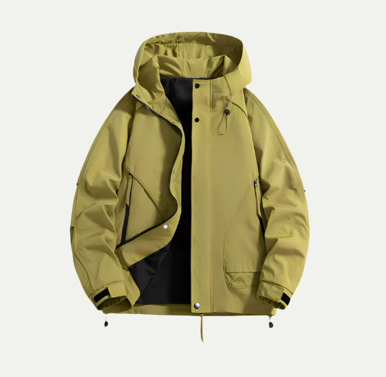 Waterproof Jacket for Men | Lightweight with Adjustable Hood | Yellow1