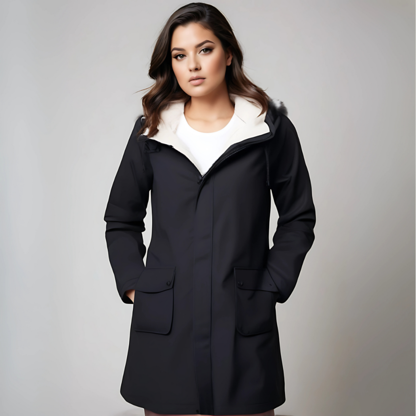 Waterproof Rain Jacket for Women | Hooded, Functional Design | Black
