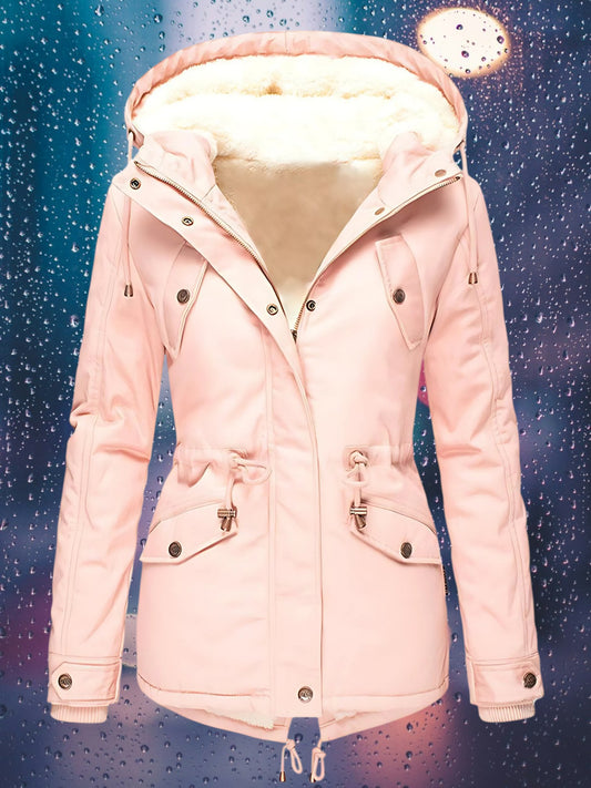 Waterproof Winter Parka Jacket | and Removable Hood | Pink