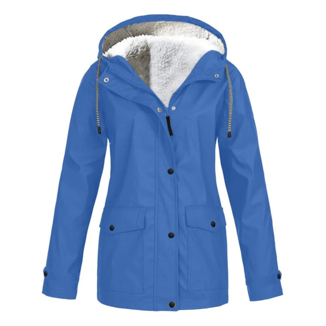 Waterproof Wool Coat for Women | Mid-Length | Blue