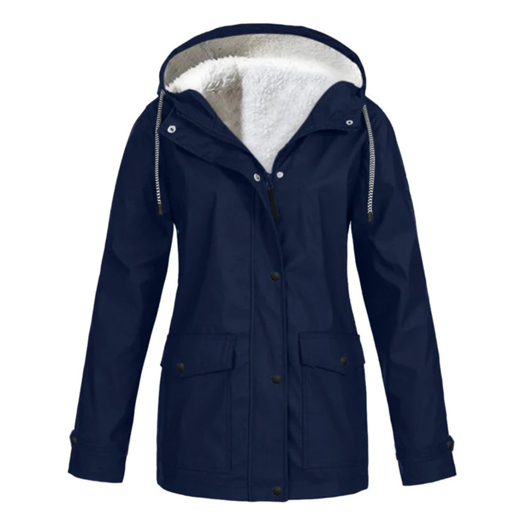 Waterproof Wool Coat for Women | Mid-Length | Dark Blue