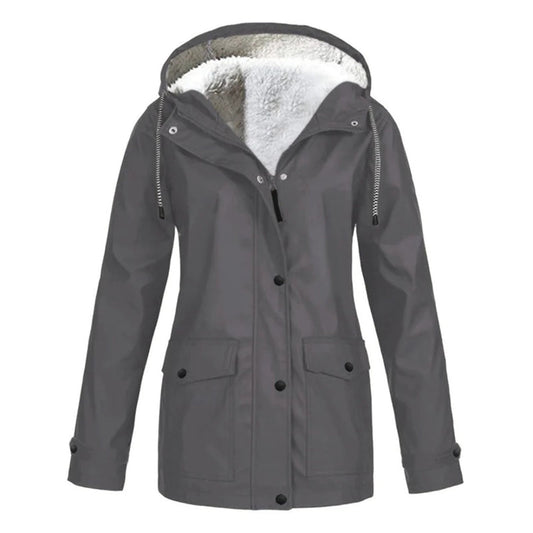 Waterproof Wool Coat for Women | Mid-Length | Gray