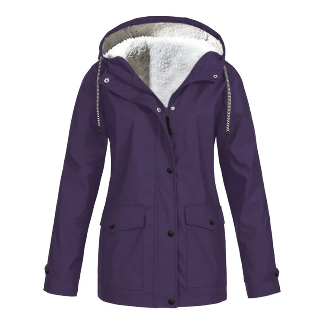 Waterproof Wool Coat for Women | Mid-Length | Purple