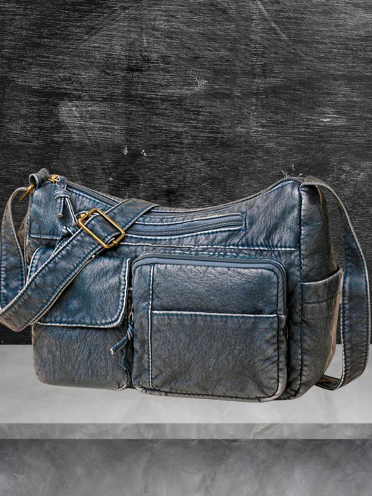 Wenna | Timeless Leather Tote Bag with Spacious Interior and Sturdy Handle | Blue