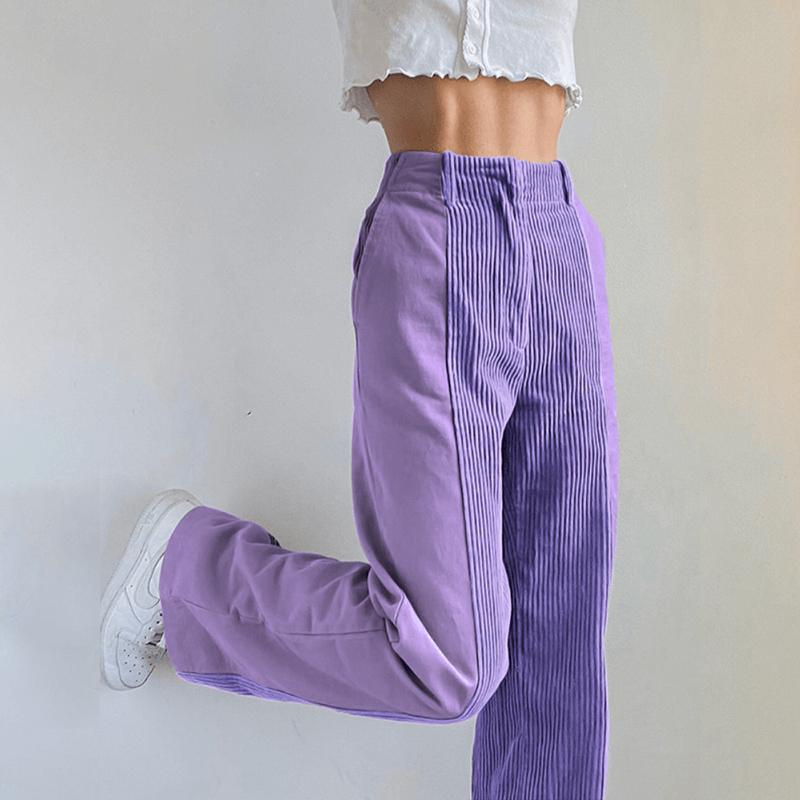 Wide Leg Corduroy Trousers for Women | Comfortable Loose Fit | Purple