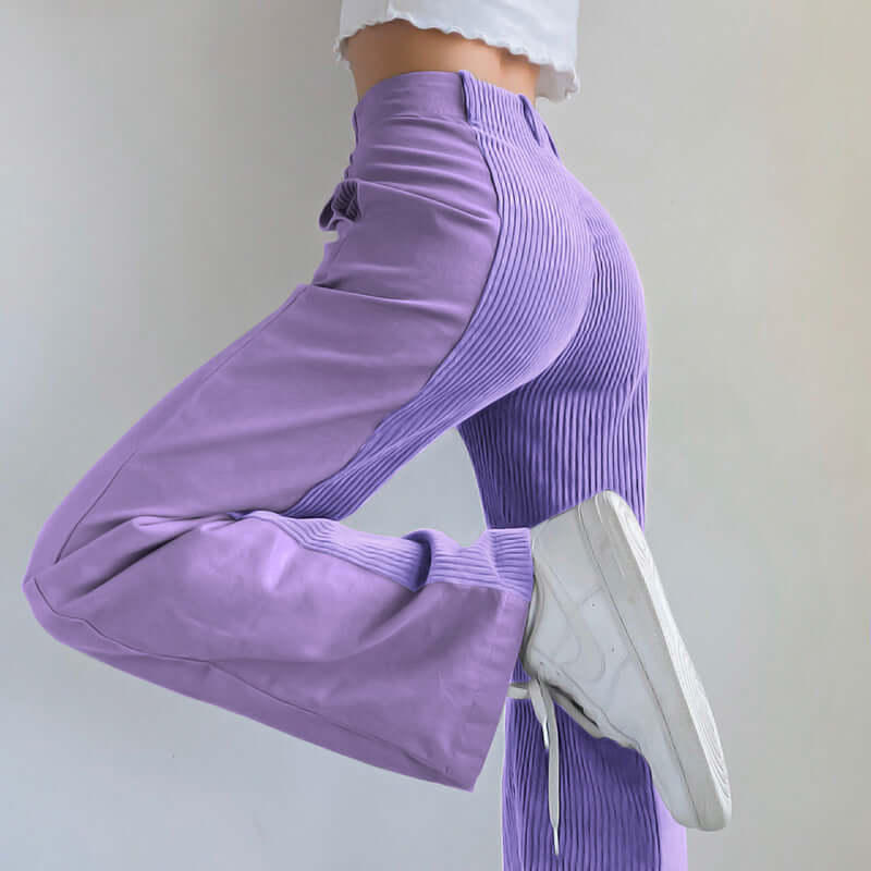 Wide Leg Corduroy Trousers for Women | Comfortable Loose Fit | Purple1