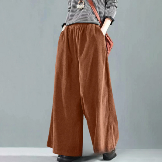 Wide Leg Corduroy Trousers for Women | Vintage | Brown