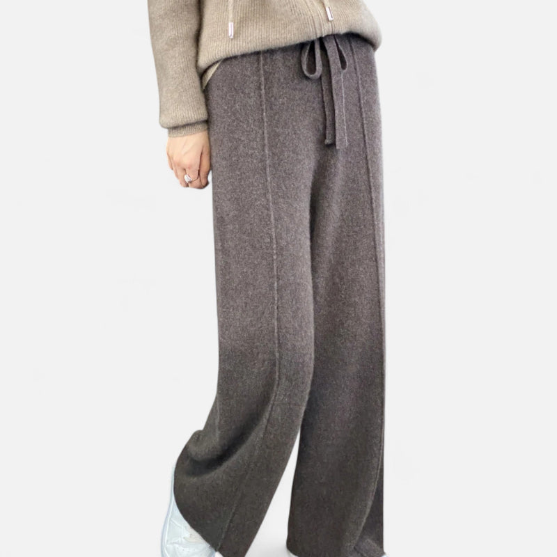 Wide Leg Knitted Pants for Women | Autumn-Winter Essential | Coffee1