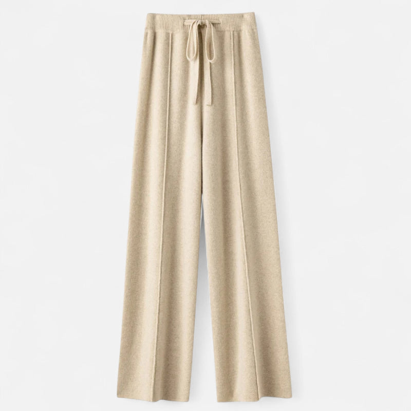 Wide Leg knitted pants for women | Autumn-Winter Essential | Beige