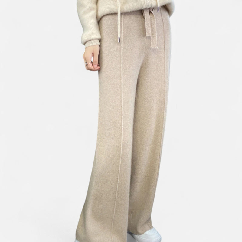 Wide Leg knitted pants for women | Autumn-Winter Essential | Khaki