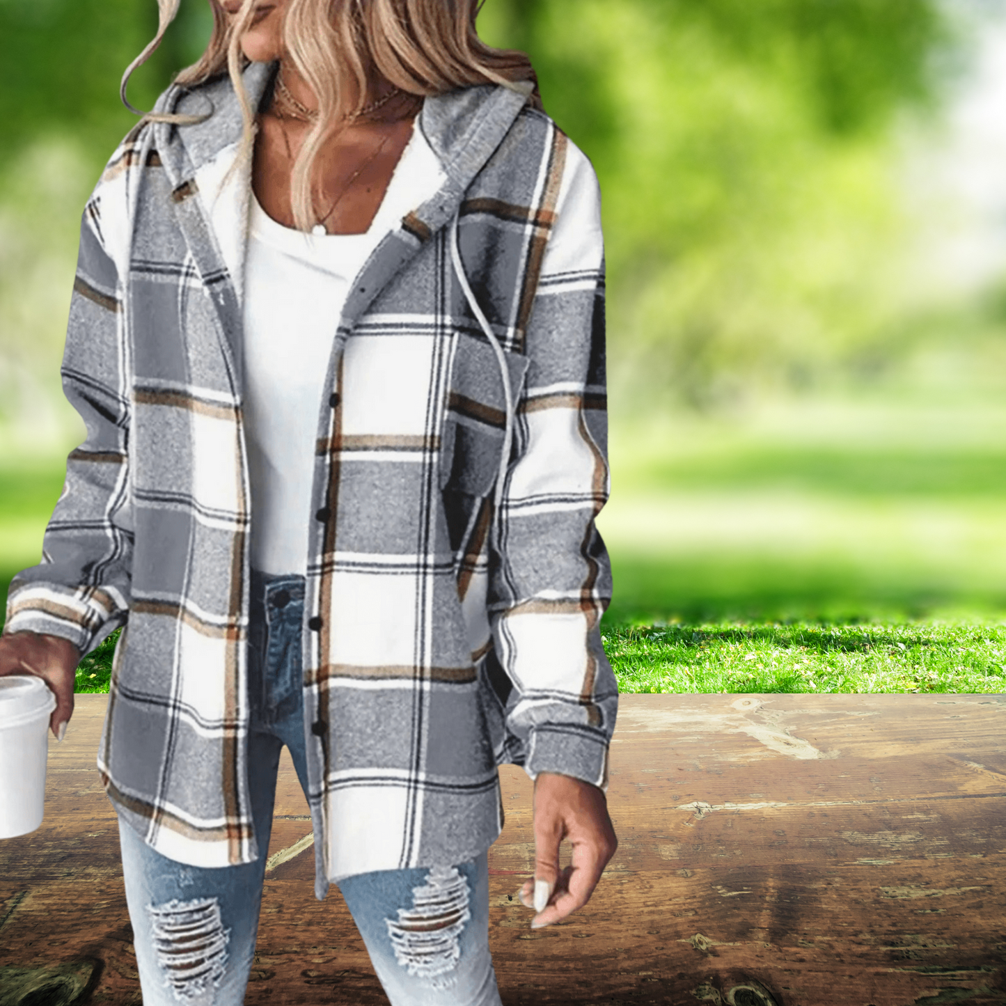 Windproof Women's Jacket in High-Quality Polyester with Long Sleeves | Gray