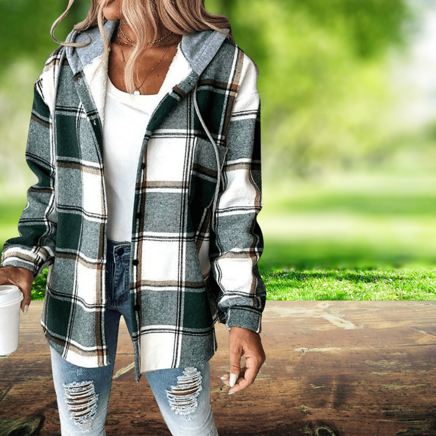 Windproof Women's Jacket in High-Quality Polyester with Long Sleeves | Green