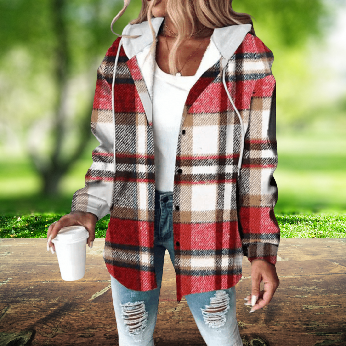 Windproof Women's Jacket in High-Quality Polyester with Long Sleeves | Red