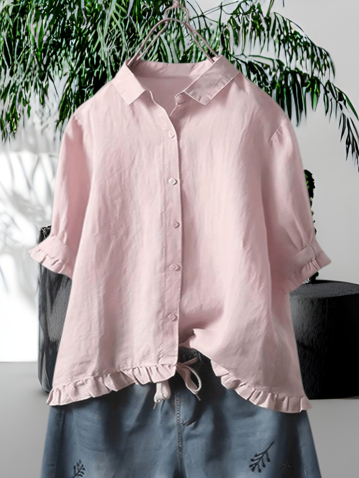 Winika | Women's Elegant Tailored Cotton Shirt in Marine Blue, White, Pink, and Yellow | Pink