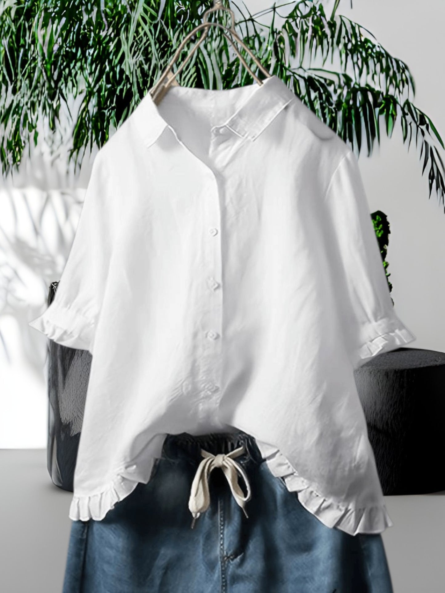 Winika | Women's Elegant Tailored Cotton Shirt in Marine Blue, White, Pink, and Yellow | White
