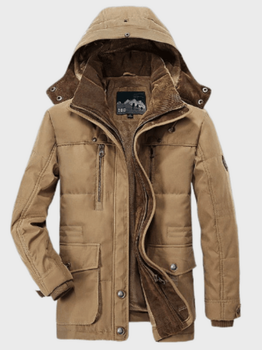 Winter Coat for Men | Hooded Casual Fit | Khaki